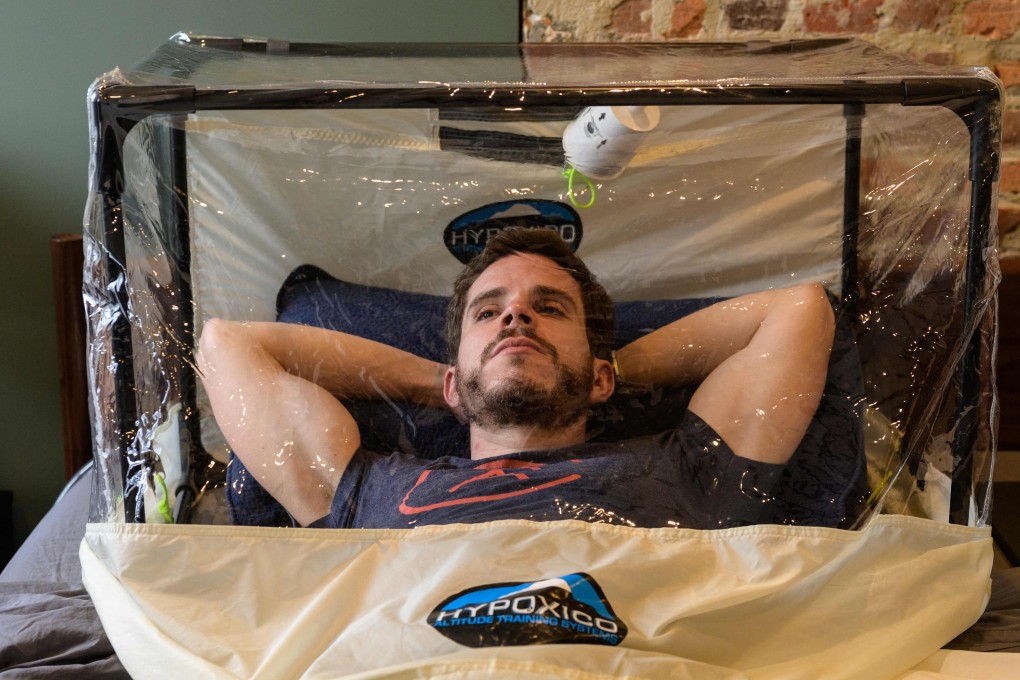 In preparation for his expedition to Nepal, Francisco Martin spent two months sleeping and working in a hypoxic tent, which mimics thin air at high altitude, in his New York apartment. Photo: AFP