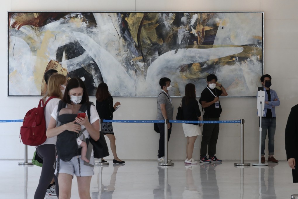 Sales of South Land Project at One Island South in Wong Chuk Hang on May 22, 2021. Photo: Jonathan Wong