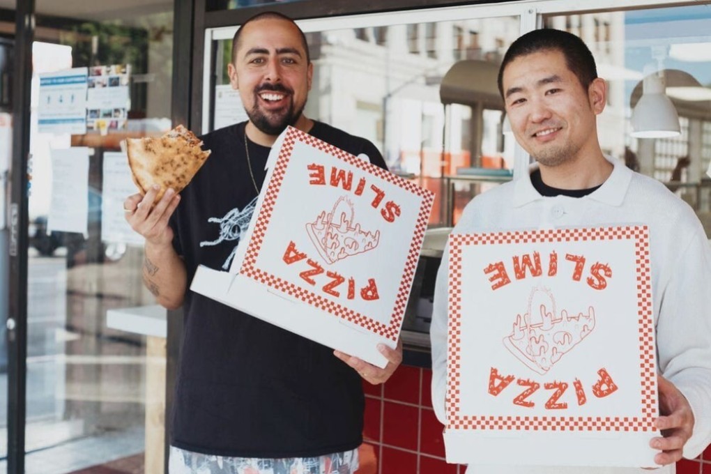 Nick “Stove” Santiago (left) and Matthew Hwang, co-founders of Pizzaslime.