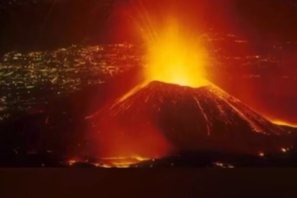Mount Nyiragongo in Democratic Republic of Congo erupts on Saturday. Photo: AP