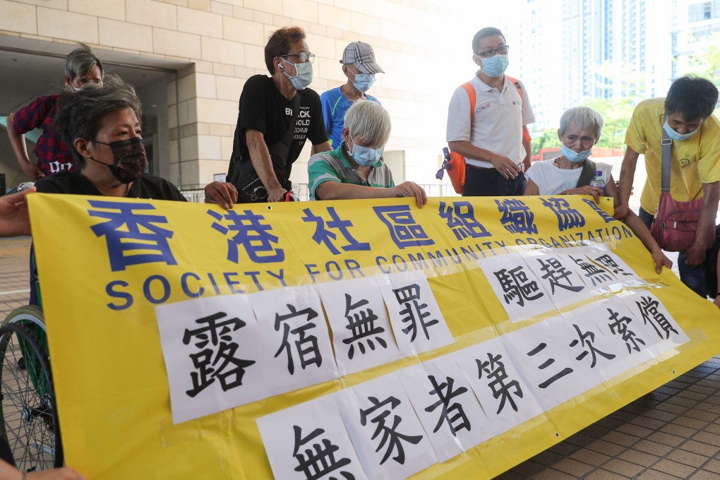 The homeless residents are seeking compensation over their confiscated belongings. Photo: Edmond So