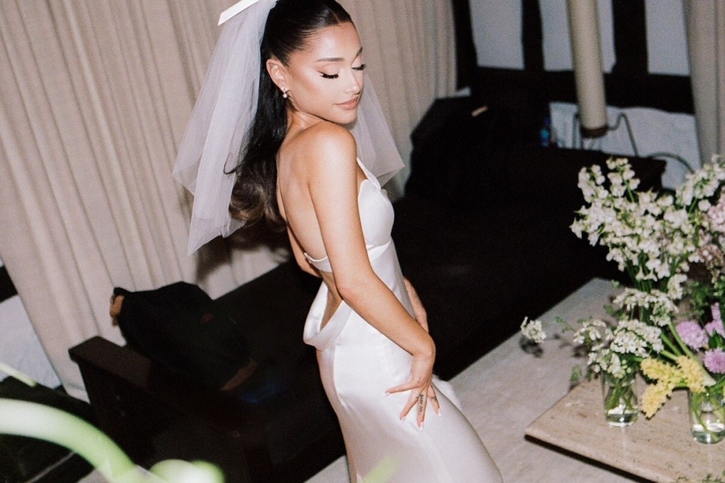 Pop star Ariana Grande has shared photos of her intimate wedding to Dalton Gomez and revealed details of her custom Vera Wang dress. Photo: Stefan Kohli/Instagram
