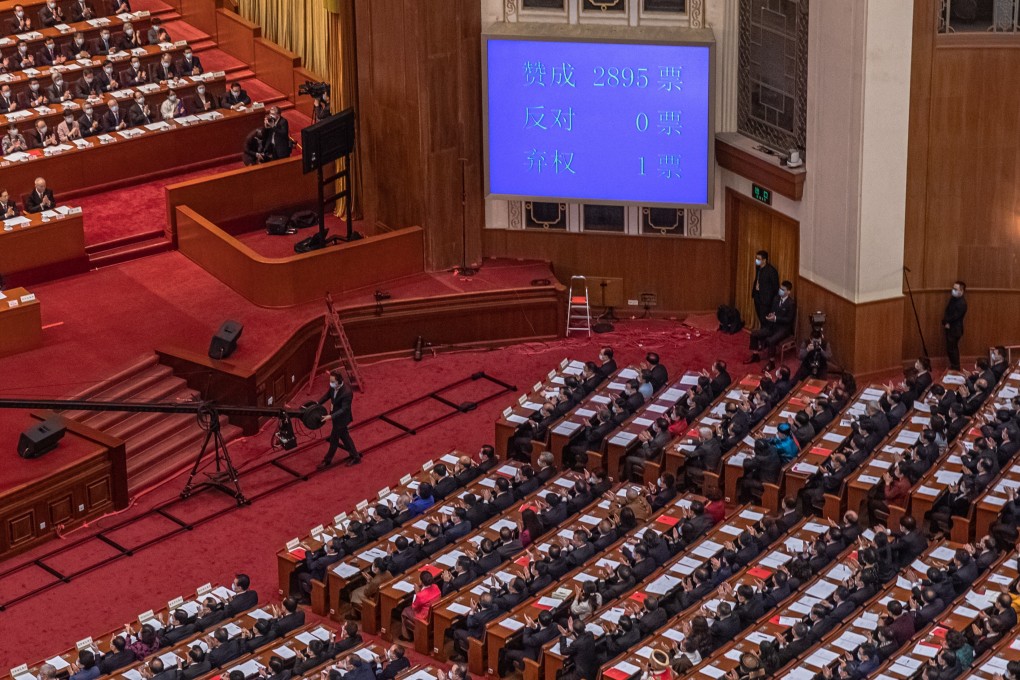 Beijing’s top legislature the National People’s Congress approved the resolution for major political surgery of Hong Kong on March 11. Photo: EPA-EFE