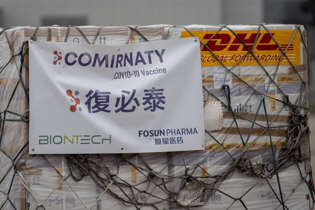 BioNTech vaccines being transported to a warehouse in Hong Kong on February 27. Millions of doses are approaching expiry amid persistently poor uptake in the city. Photo: AFP