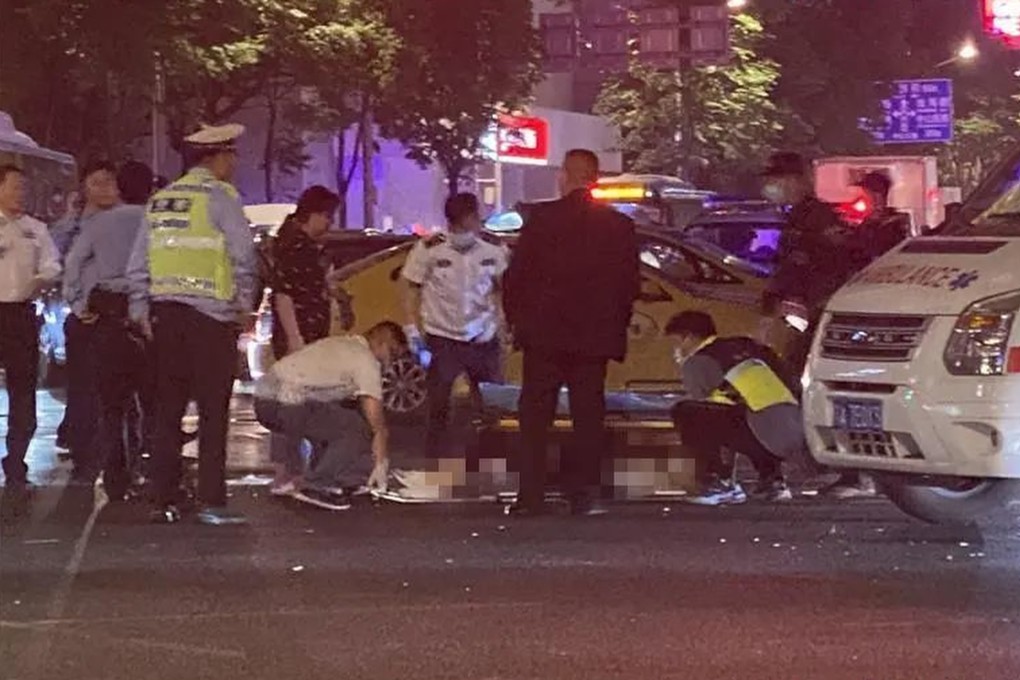 Emergency workers attend the scene of the attack in Nanjing on Saturday night. Photo: Weibo