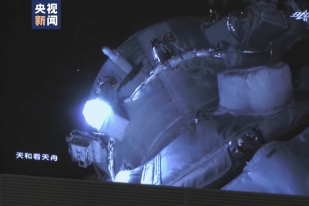 The Chinese cargo ship Tianzhou 2 has docked with the Tianhe space station core module, paving the way for a crewed mission. Photo: CCTV