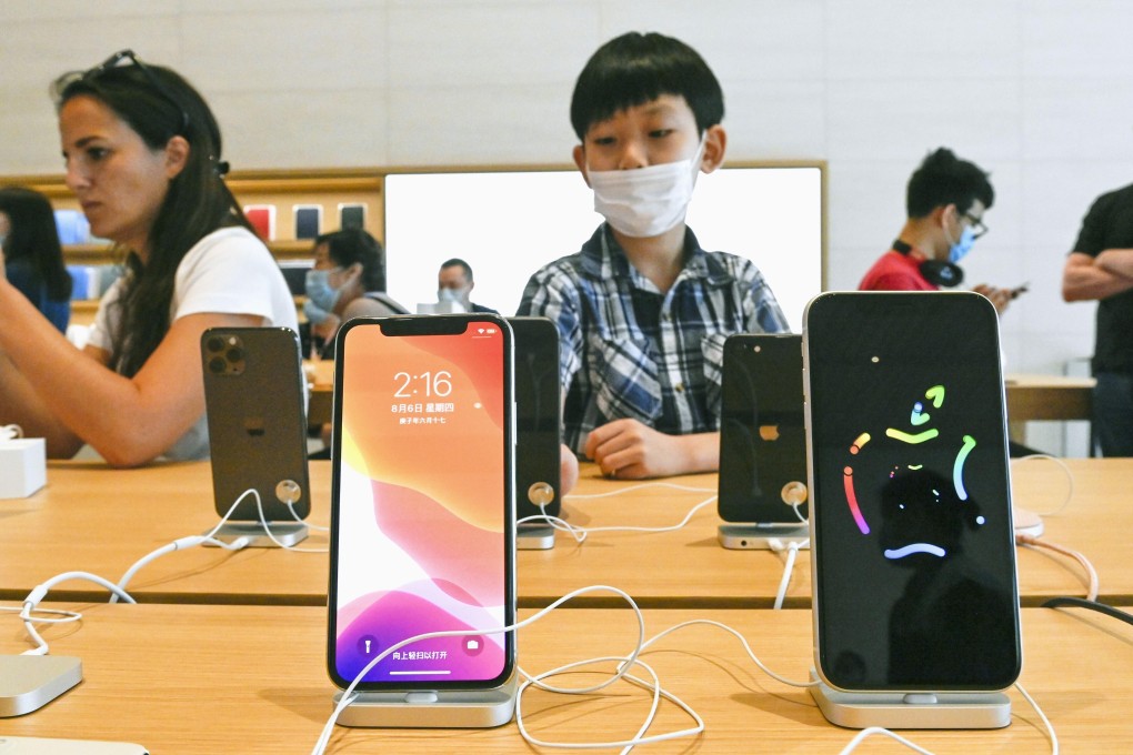 A Beijing Apple store’s iPhone display. China is an important market for Apple products, as well as being a key supply chain partner. Photo: Kyodo