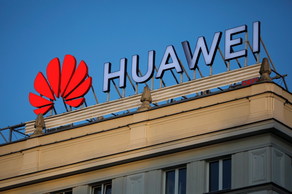 The Huawei logo pictured in central Warsaw, Poland, on June 17, 2019. Photo: Reuters
