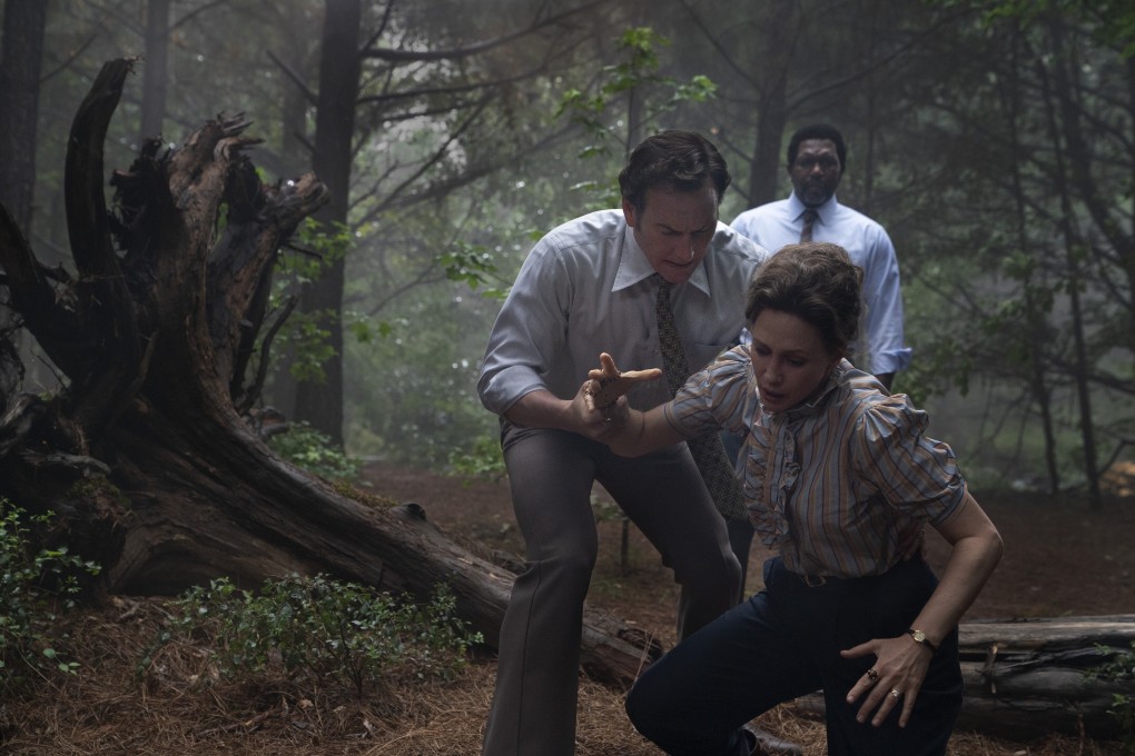 Vera Farmiga, Patrick Wilson and Keith Arthur Bolden in a still from The Conjuring: The Devil Made Me Do It (category: IIB), directed by Michael Chaves.