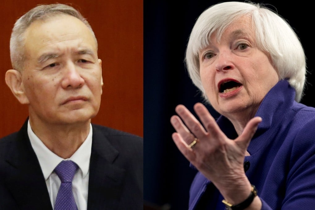 Chinese Vice-Premier Liu He and US Treasury Secretary Janet Yellen have had a virtual discussion about economic issues. Photo: Reuters