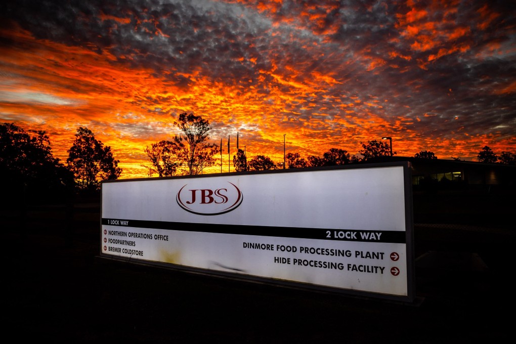 JBS Foods’ northern Australian offices in Dinmore, west of Brisbane, are seen at sunset on Tuesday. Photo: AFP