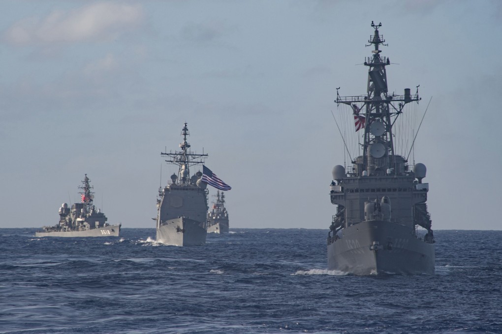 Japanese and US ships transit the Pacific during a joint maritime exercise in February, amid rising tensions with Beijing. Photo: US Pacific Fleet