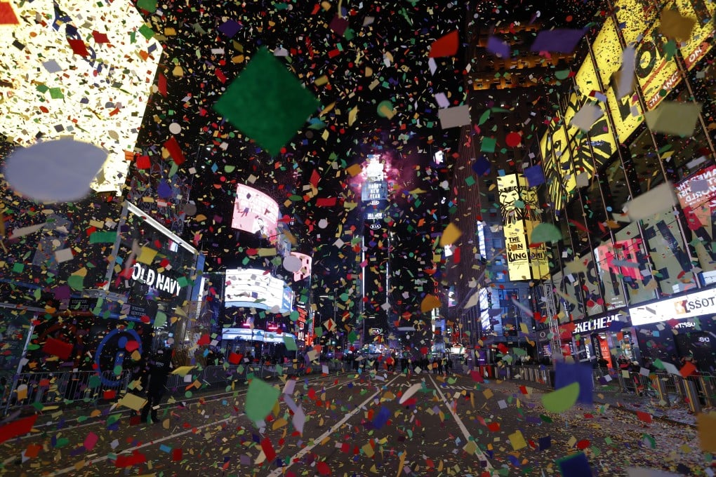 Times Square is empty due to coronavirus restrictions after the New Year’s Eve Ball drops in New York on January 1. Despite the pandemic, stock markets have been largely buoyant so far this year. Photo: EPA-EFE
