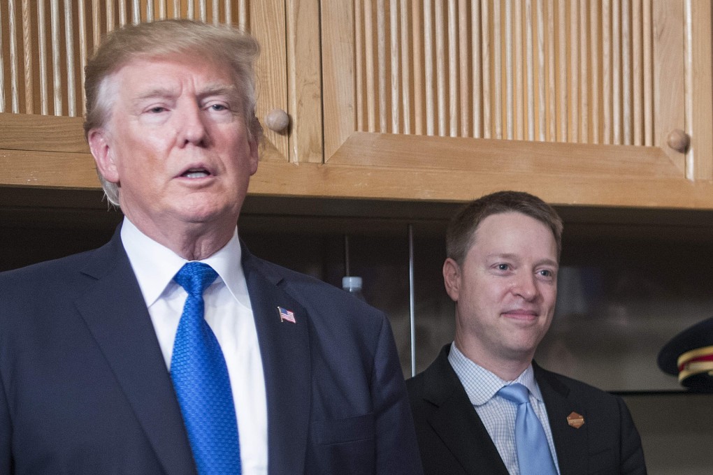 Then-US president Donald Trump with Matt Pottinger in Da Nang, Vietnam, in 2017. Photo: AFP