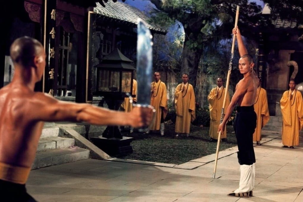 Gordon Liu (right) in a still from The 36th Chamber of Shaolin, the 1978 film in which he played a bald-headed monk and which made his name as a martial arts actor.