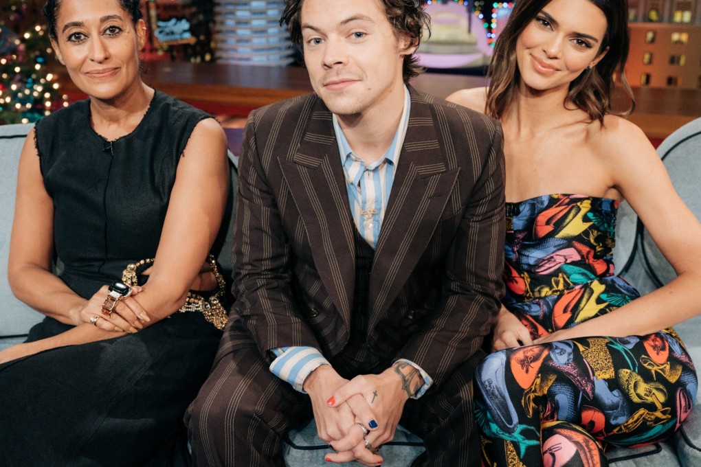 Harry Styles with Tracee Ellis Ross (left) and Kendall Jenner (right). Stars like Styles are helping to make nail art and nail polish for men mainstream. Photo: Getty Images