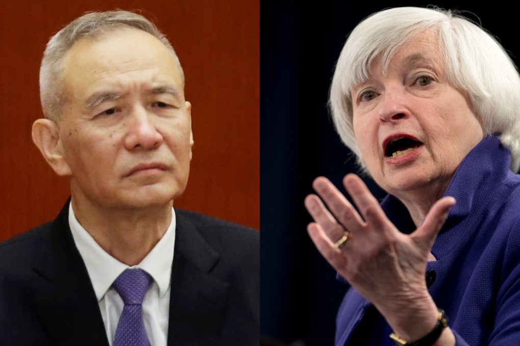 Vice-President Liu He held a virtual meeting with US Treasury Secretary Janet Yellen on Wednesday morning after China’s economic tsar had held talks with US Trade Representative Katherine Tai last week. Photo: AP, Reuters