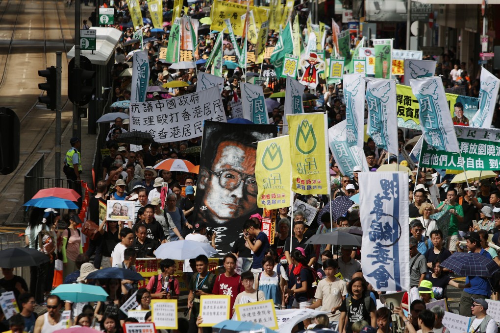 The annual July 1 march in 2017 was attended by about 60,000, according to the organisers. Photo: Sam Tsang