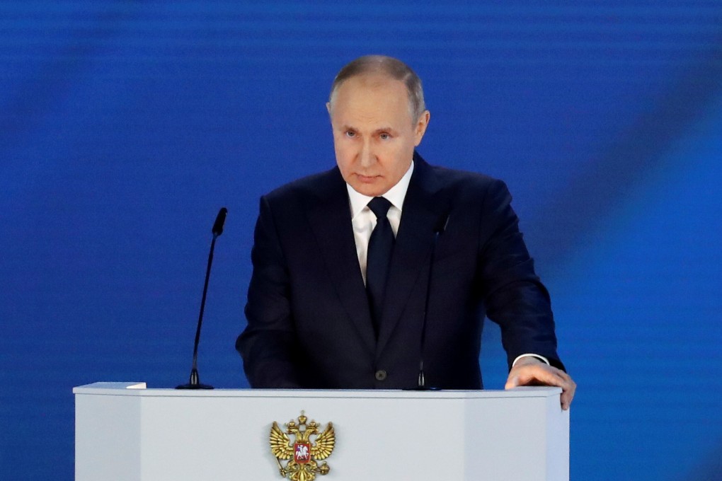 Russian President Vladimir Putin delivers his annual address to the Federal Assembly in Moscow, Russia April 21, 2021. Photo: Reuters