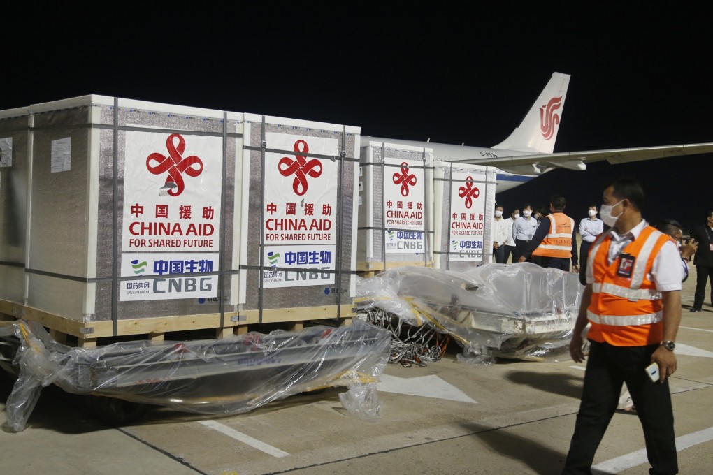 Chinese vaccines arrive at the Phnom Penh airport in April. Cambodia and other Asean members were among the first nations to start using Chinese Covid-19 jabs. Photo: Xinhua