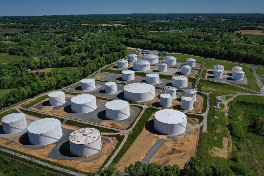 Fuel holding tanks are seen at Colonial Pipeline's Dorsey Junction Station in Woodbine, Maryland, in May. Photo: AFP