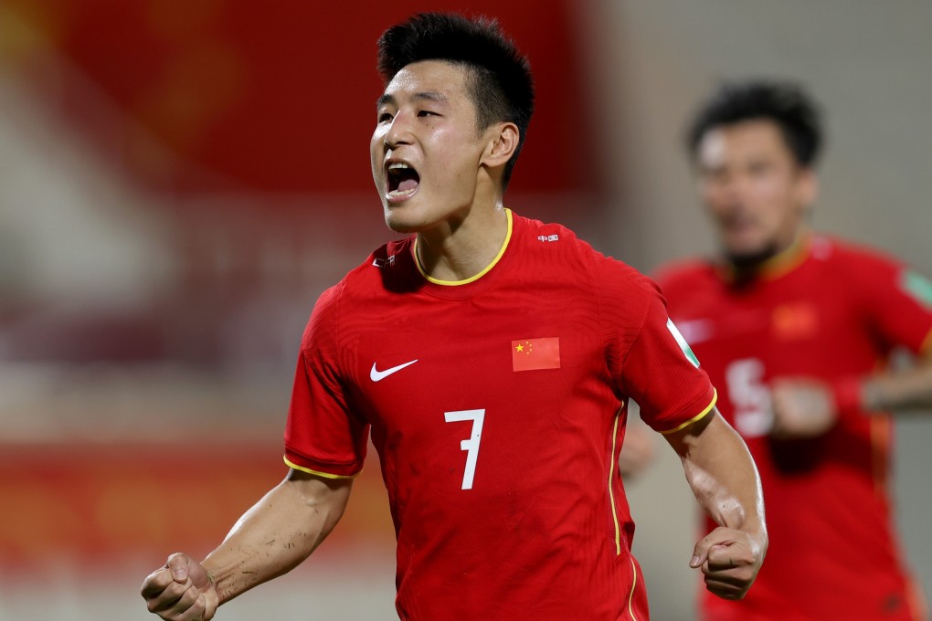 China’s Wu Lei celebrates scoring against the Philippines at the Fifa World Cup Qatar 2022 and AFC Asian Cup China 2023 preliminary joint qualification in Sharjah, the United Arab Emirates. Photo: Xinhua