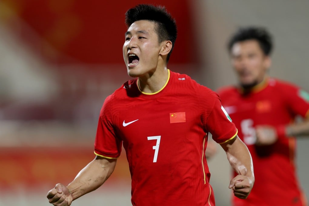 China’s Wu Lei celebrates scoring against the Philippines at the Fifa World Cup Qatar 2022 and AFC Asian Cup China 2023 preliminary joint qualification in Sharjah, the United Arab Emirates. Photo: Xinhua