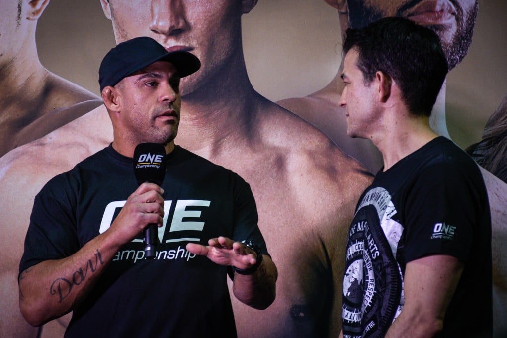 Vitor Belfort speaks at a ONE media event after signing with the promotion in March, 2019. Photo: ONE Championship