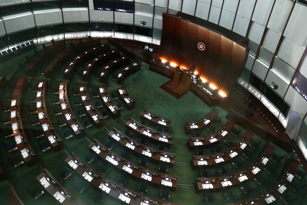 An empty Legco chamber. Hong Kong’s opposition lawmakers resigned en masse last year in protest. Photo: Nora Tam