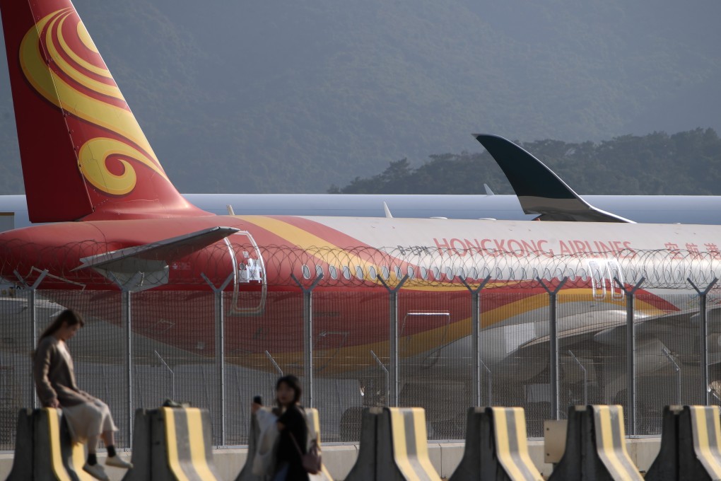 A Hong Kong Airlines A320 plane sits on the tarmac at Hong Kong’s airport. Photo: Winson Wong