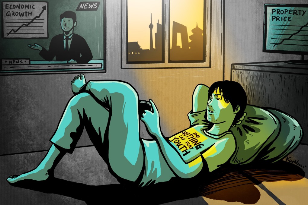 From white-collar workers in bustling cities to university students, young Chinese are adopting a “lie flat” attitude to protest against modern life. Illustration: Lau Ka-kuen