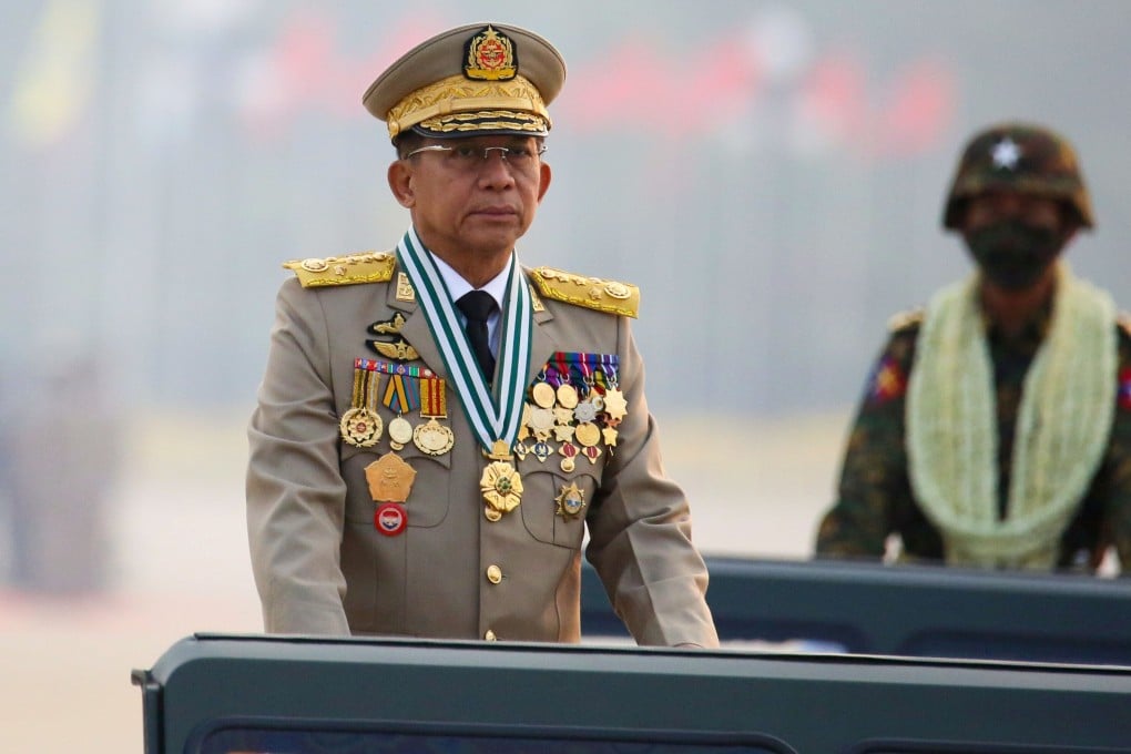 Myanmar's junta chief Senior General Min Aung Hlaing, who ousted the elected government in a coup on February 1. Photo: Reuters