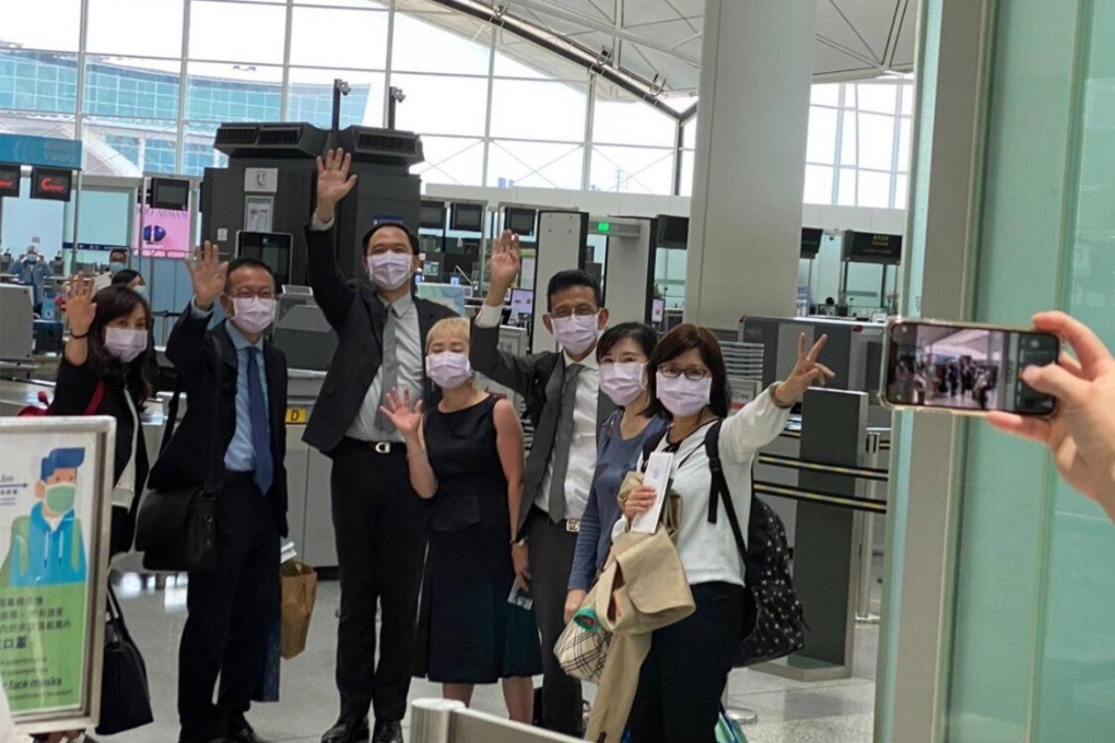 Taiwanese officials working in Hong Kong return to Taipei on Sunday. Photo: Taiwan Mainland Affairs Council