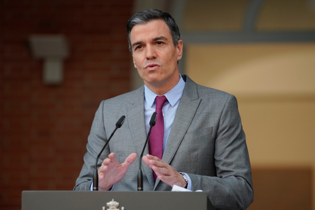 Spain’s Prime Minister Pedro Sanchez announcing the pardons in Madrid. Photo: Reuters