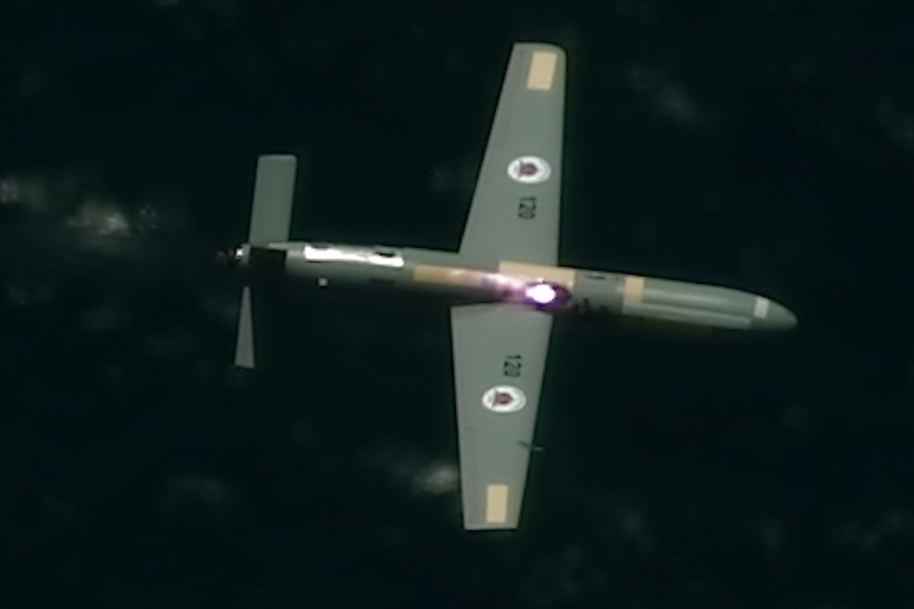 An unmanned airborne vehicle being struck by a high-power laser over the Mediterranean Sea. Photo: Israeli Ministry of Defence