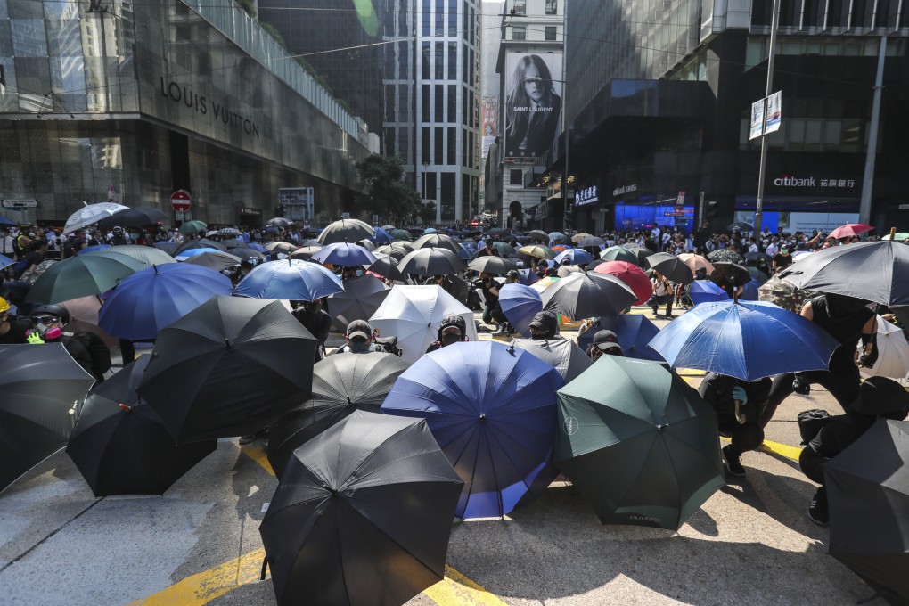Anti-government protesters rally in Central at lunchtime on November 13, 2019. Photo: May Tse