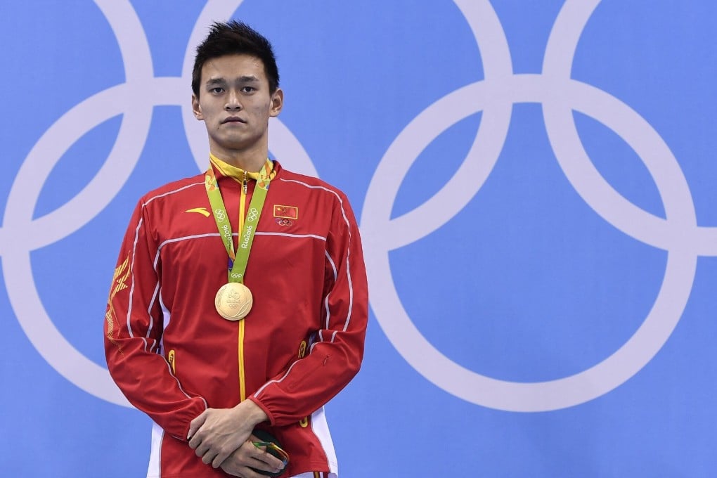 China’s Sun Yang with his gold medal after winning the 200m freestyle at the Rio 2016 Olympic Games. Photo: AFP