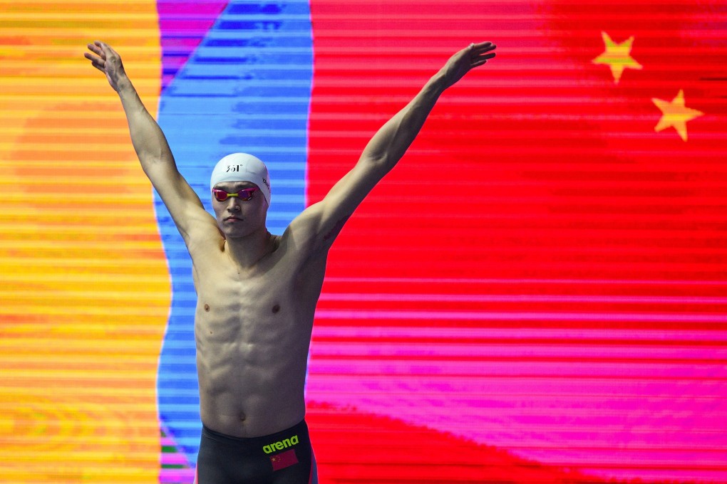 Sun Yang readies himself for the 800m freestyle at the 2019 World Championships in South Korea. Photo: AFP