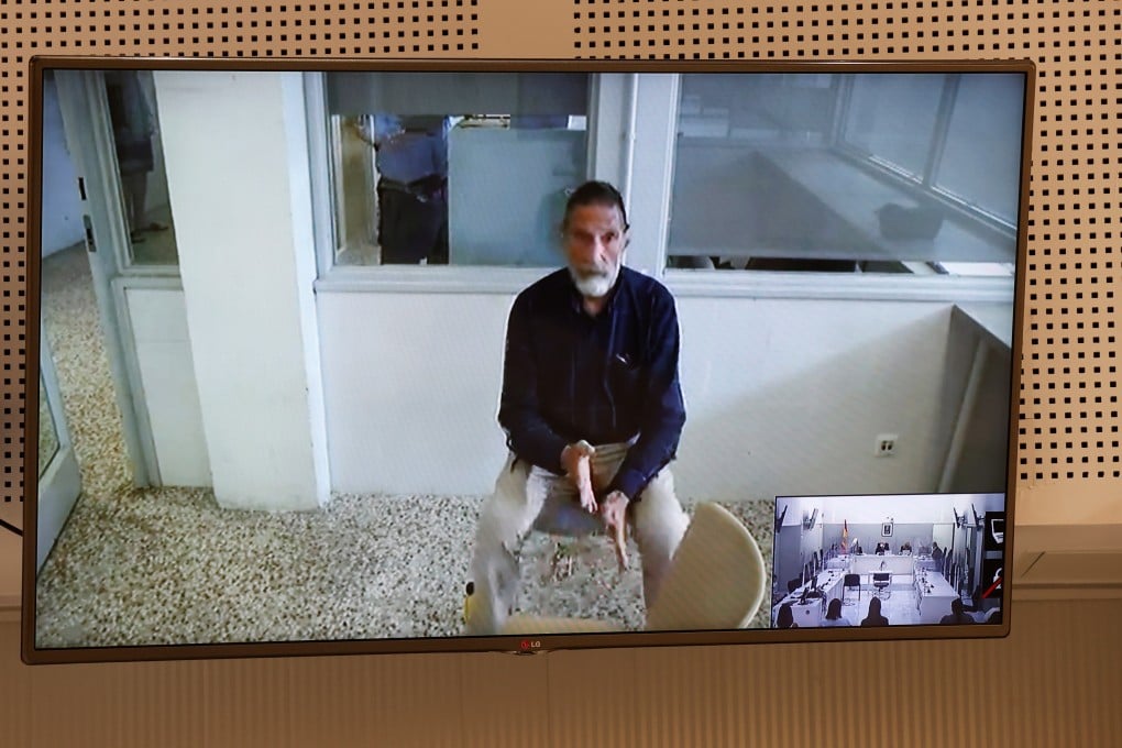 John McAfee appears via videoconference during his extradition hearing on June 15. McAfee died on Wednesday by suicide in a prison near Barcelona. Photo: EPA