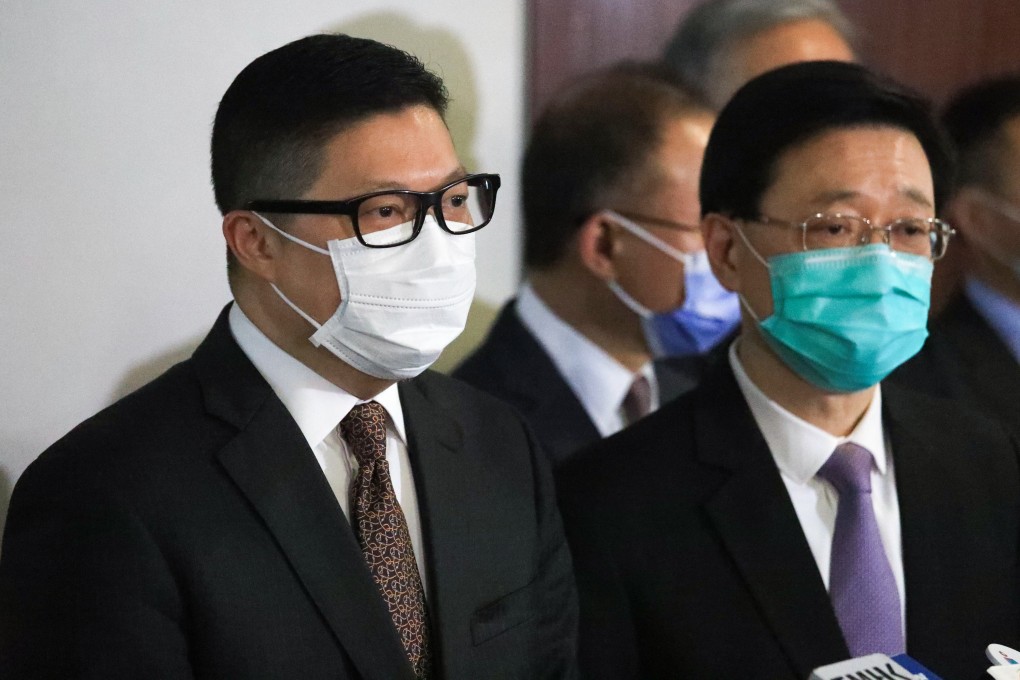Police Commissioner Chris Tang (left) and Secretary for Security John Lee. Photo: May Tse