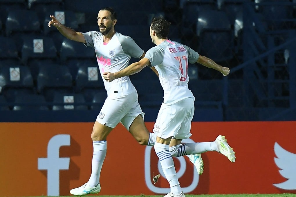 Dejan Damjanovic, of Hong Kong Premier League side Kitchee, celebrates scoring his record-breaking 38th AFC Champions League goal in their match against Japan’s Cerezo Osaka. Photo: AFC