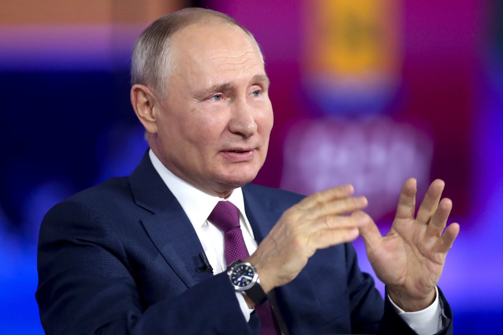 Russian President Vladimir Putin during his annual live call-in show in Moscow. Photo: AP