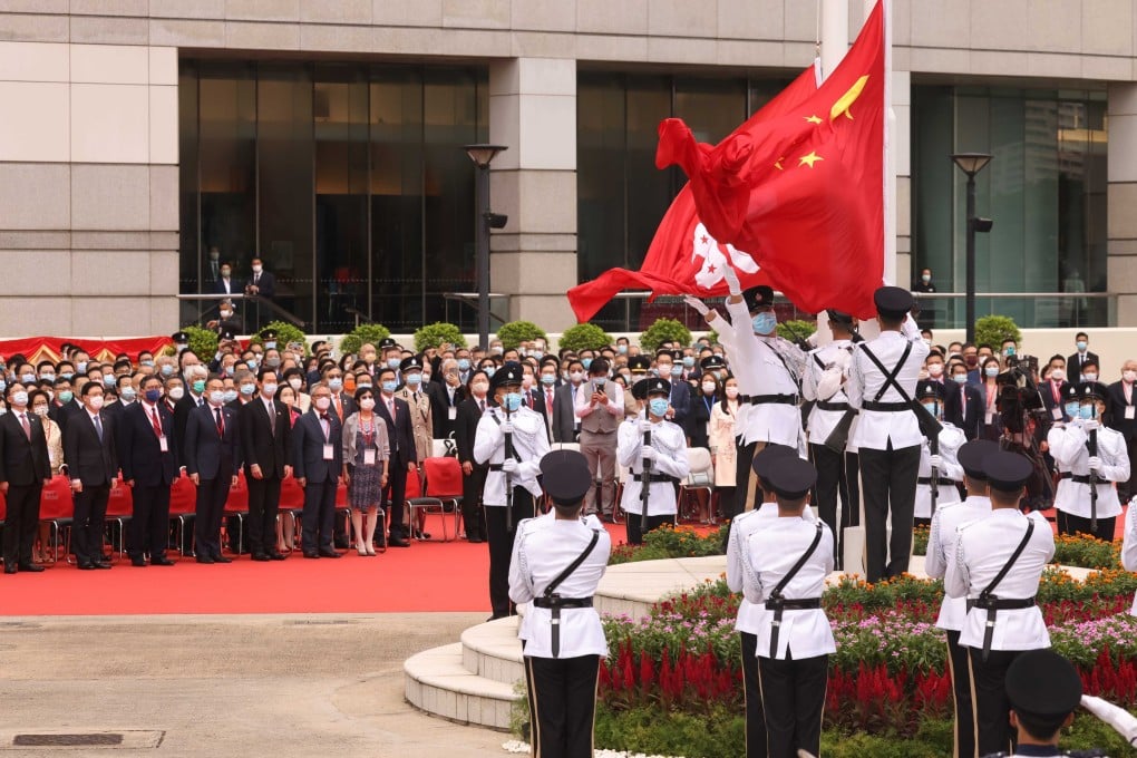 Hong Kong marks the July 1 anniversary of the city’s handover with a flag-raising ceremony on Thursday morning. Photo: K. Y. Cheng