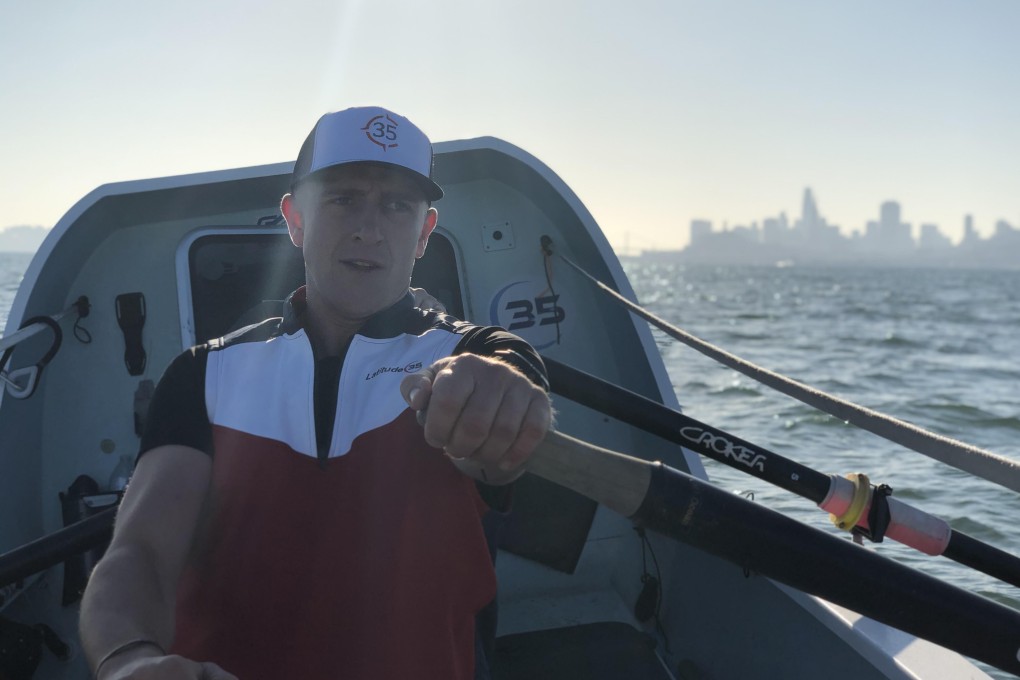 Duncan Roy, part of Latitude 35, training before their record crossing. Photo: Latitude 35