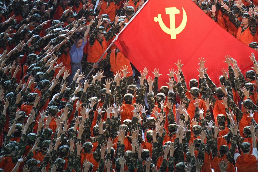 A theatrical show performed at the National Stadium in Beijing on Monday as part of the centenary celebrations. Photo: Kyodo