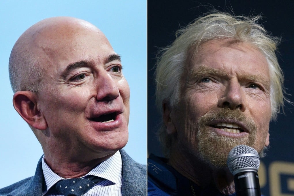 Jeff Bezos and Richard Branson. Photos: AFP