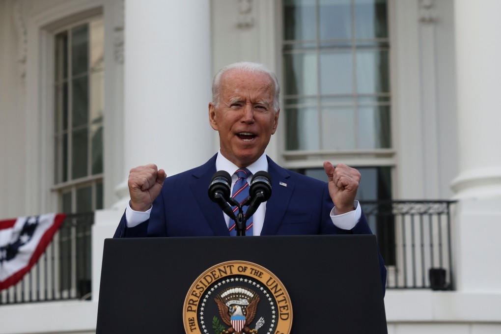 US President Joe Biden speaks before a festive crowd of 1,000 guests on the White House South Lawn. Photo: Reuters