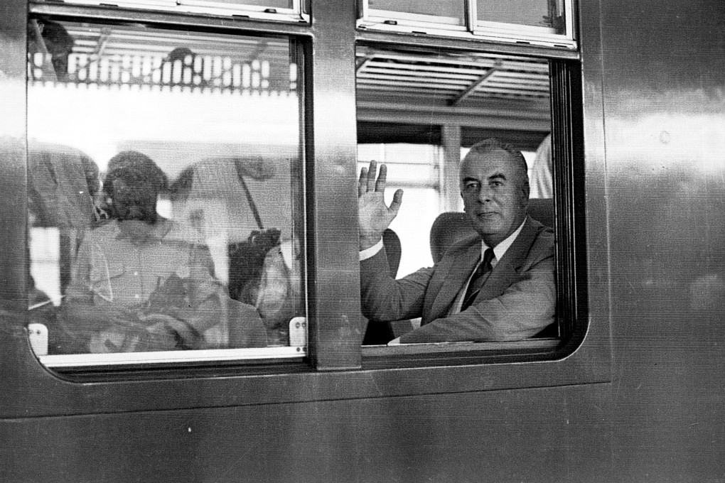 Gough Whitlam, then-leader of Australia’s opposition Labor party, departs Hong Kong for mainland China at the head of a delegation in 1971. Photo: SCMP