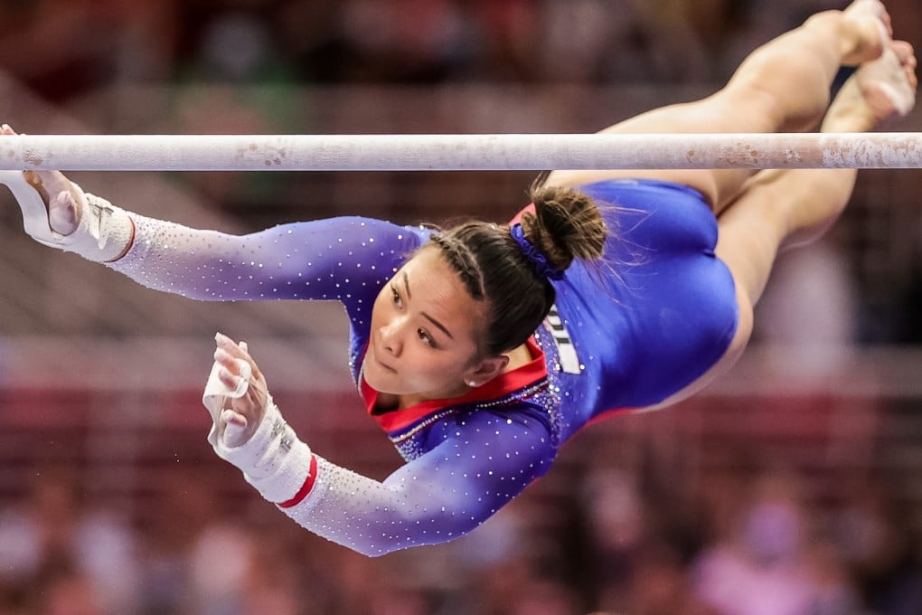 Sunisa Lee in action on the uneven bars during the US Olympic trials. Photo: AFP
