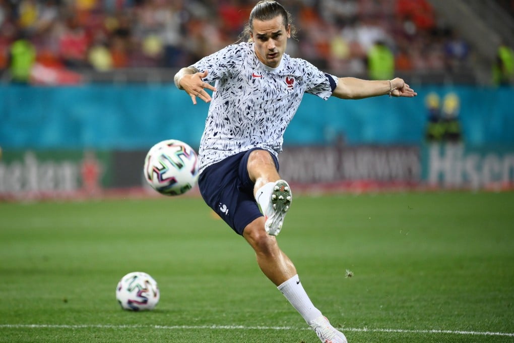 France’s Antoine Griezmann warming up before the Euro 2020 knockout game against Switzerland. Photo: Reuters